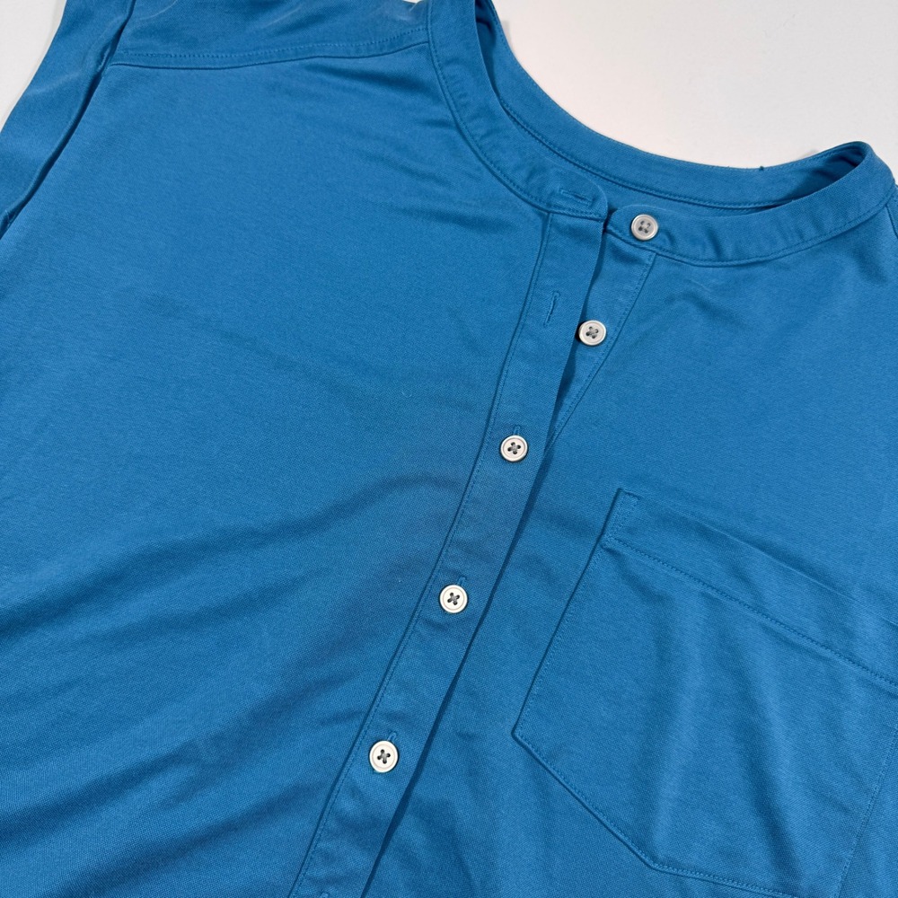 Lou & Grey Women's‎ Small Teal Blue Modal Blend Button Front Sleeveless Top